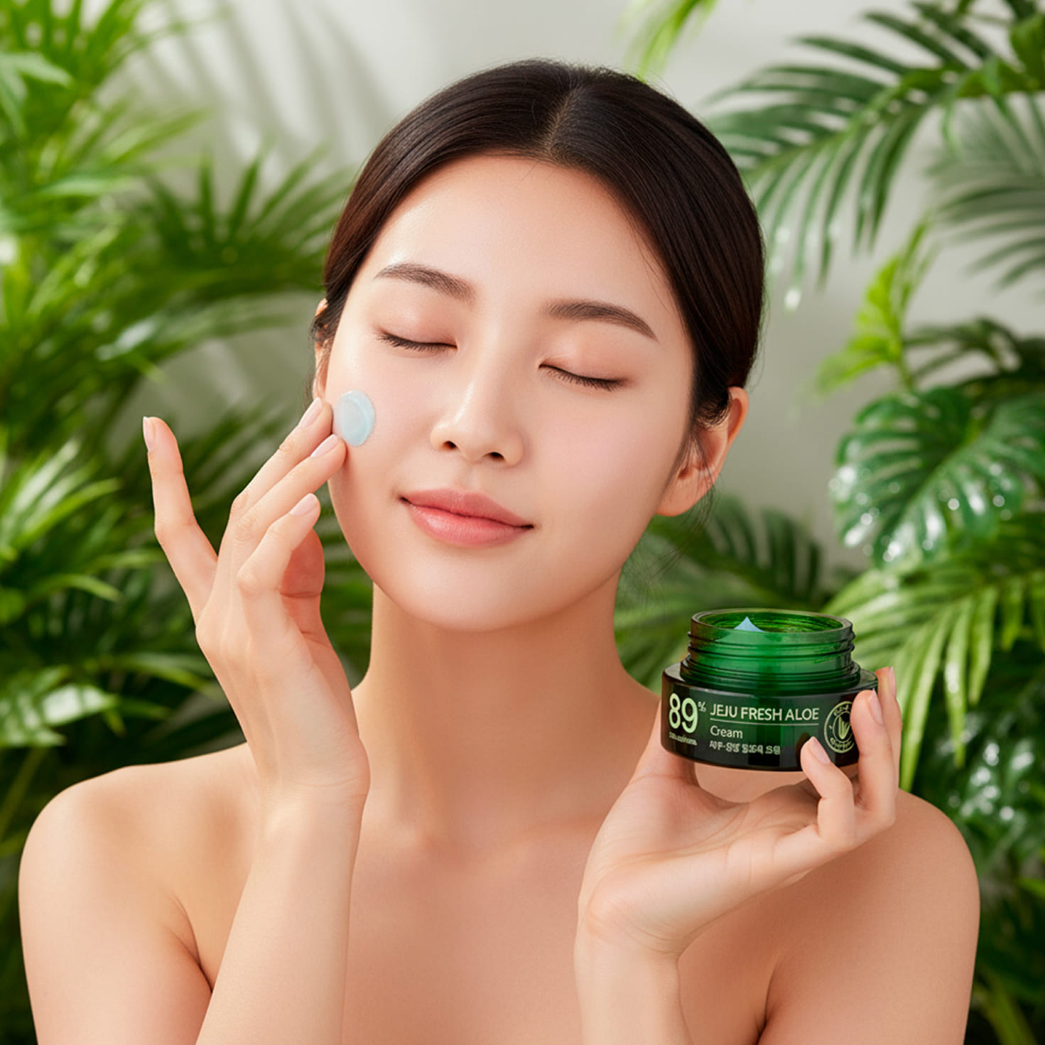 THE SAEM Jeju Fresh Aloe Cream aplicacion